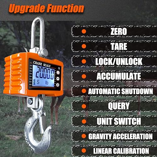 Miniatura 3 de Báscula colgante digital, báscula de grúa de 2000 libras con control remoto, báscula industrial resistente de alta precisión con certificación CE