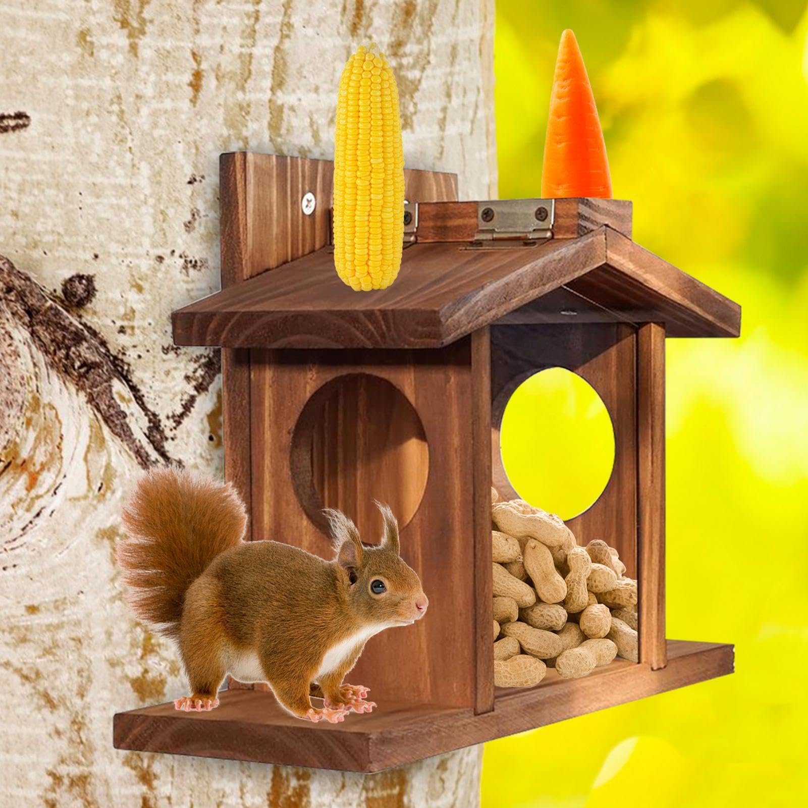Casetta per Scoiattoli - Casetta Di Alimentazione In Legno | per Scoiattoli | Per Prato Albero Giardino Recinto Muro Esterno Cortile