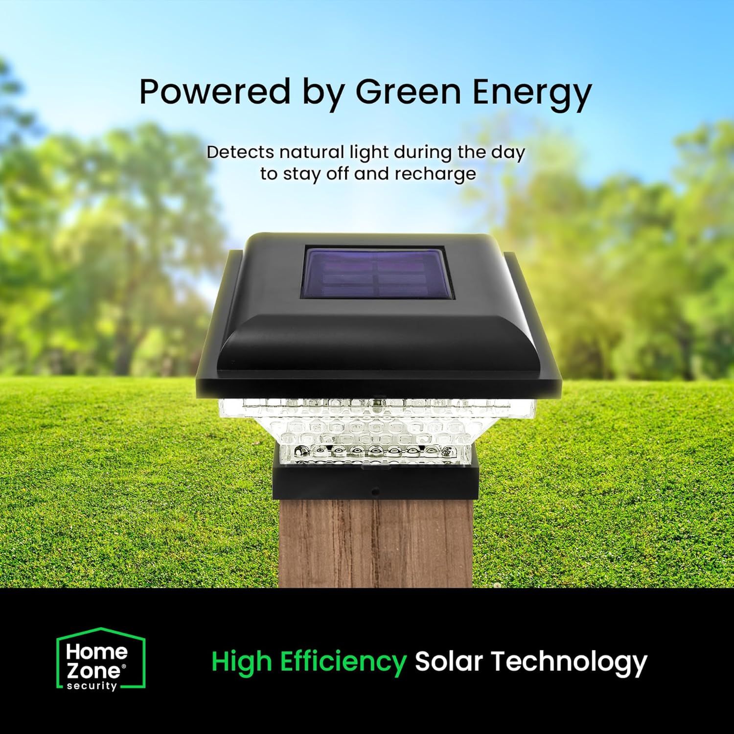 Home Zone Security 2 Pack Solar Post Cap Lights 12 Lumens Outdoor 4x4 fit Post Size 3.5x3.5, Recharging by Sunlight, Sensor Trigger Light at Night, No Wiring Require, Mount Anywhere for Decorative