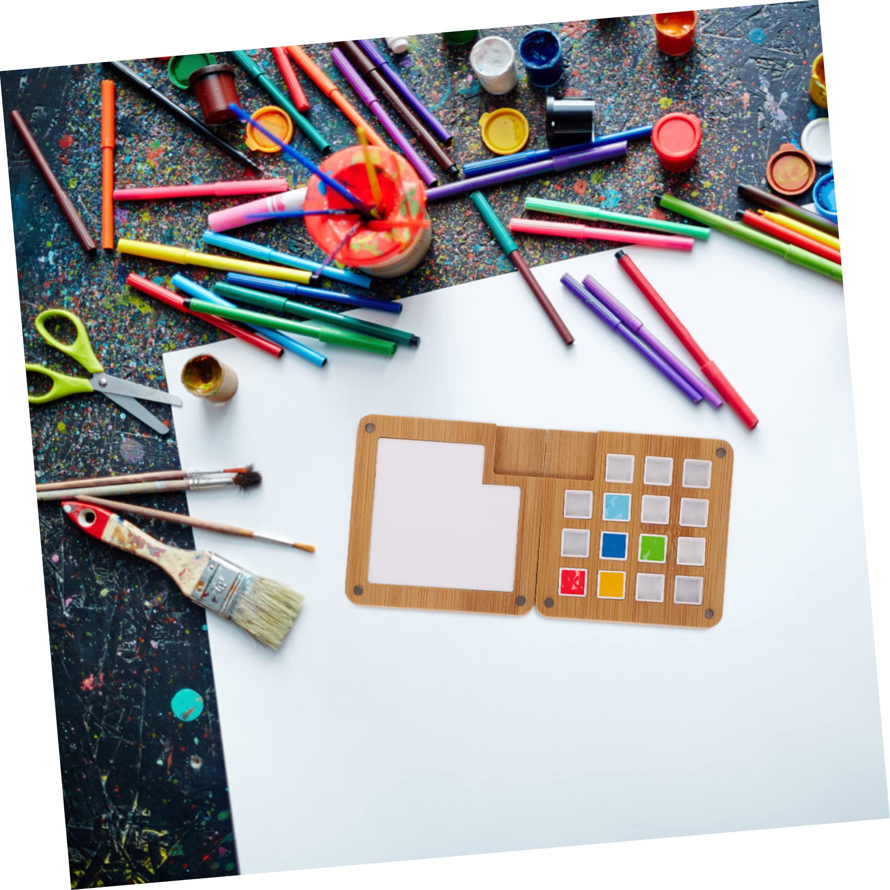 NUOBESTY 3stücke Holzkasten Für Wasserfarben Handgefertigte Palette Mit Fächern Und Lagern Von Aquarellpigmenten Tragbar Für Künstler Und Schüler