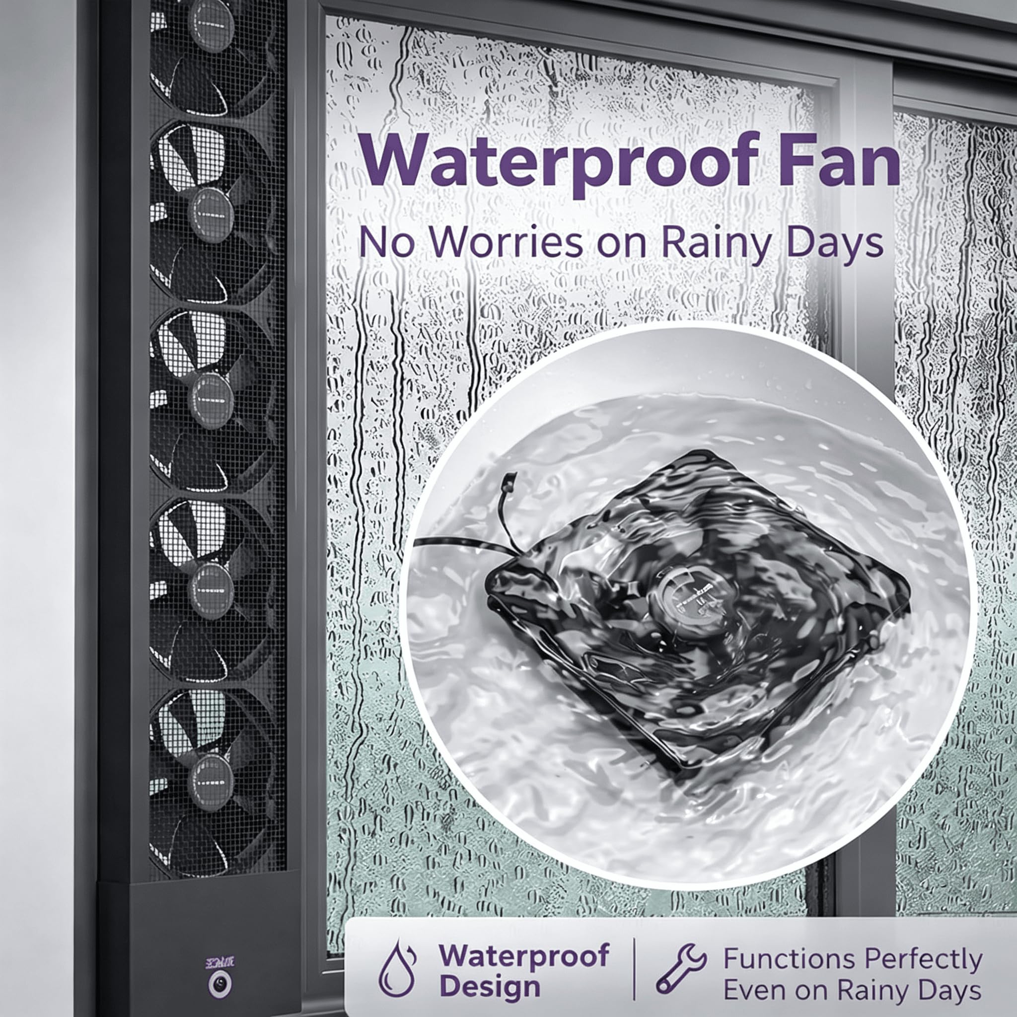 Ventiladores de Ventana para corredizas, Extractor de Ventana retráctil | Ventilador ultrasilencioso con malla extraíble para ventanas correderas, cocina y baño