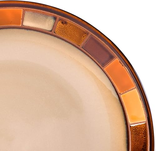 Miniatura 7 de Juego de vajilla de 16 piezas Casa Azul de Gibson Elite hecho de esmalte reactivo en color crema y azul Marrón