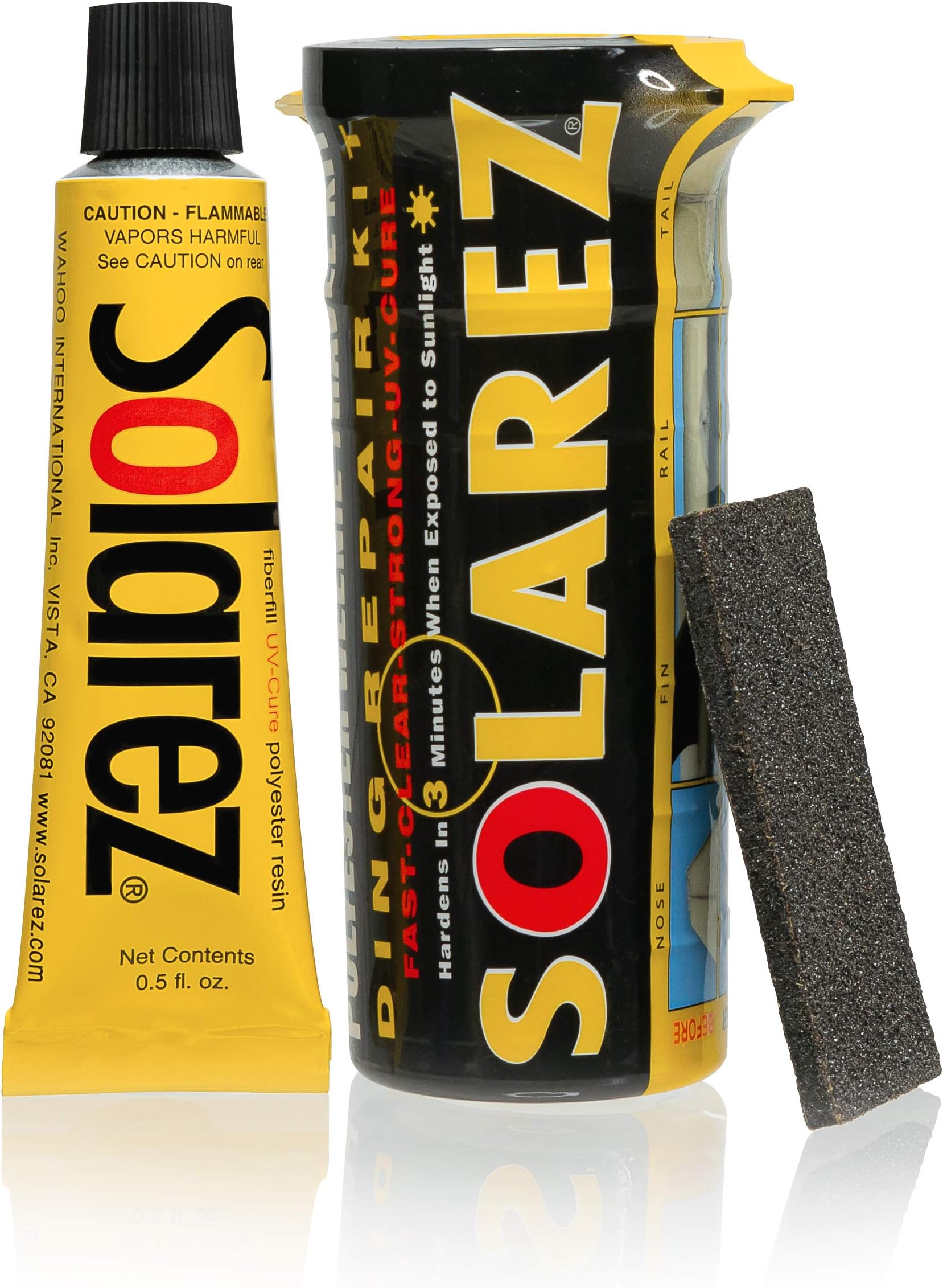 SOLAREZ UV Cure Polyester Weenie Travel Kit - Surfboard Repair Kit (0.5 Oz) Original Solar Cure Polyester Resin, Grit Sand Pad in a Water-tight Capsule ~ High Strength, Non-Yellowing, Made in The USA Brand: SOLAREZ