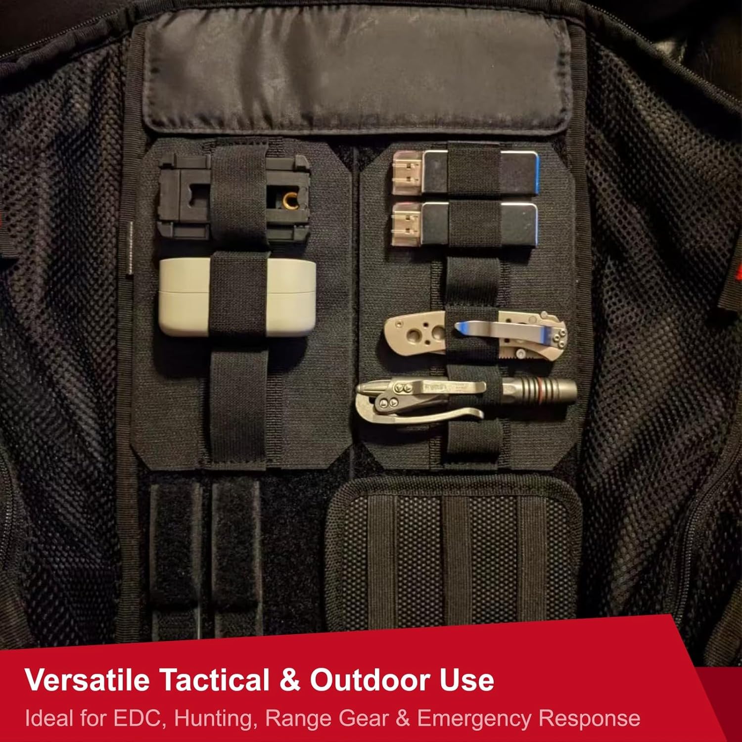 2Pcs Backpack Insert Organizer Tactical Molle Hook and Loop Panel with Elastic Pen Holder Tool Pouch Insert Attachment for Bag Vest Back Pack Accessories Organizer Inserts