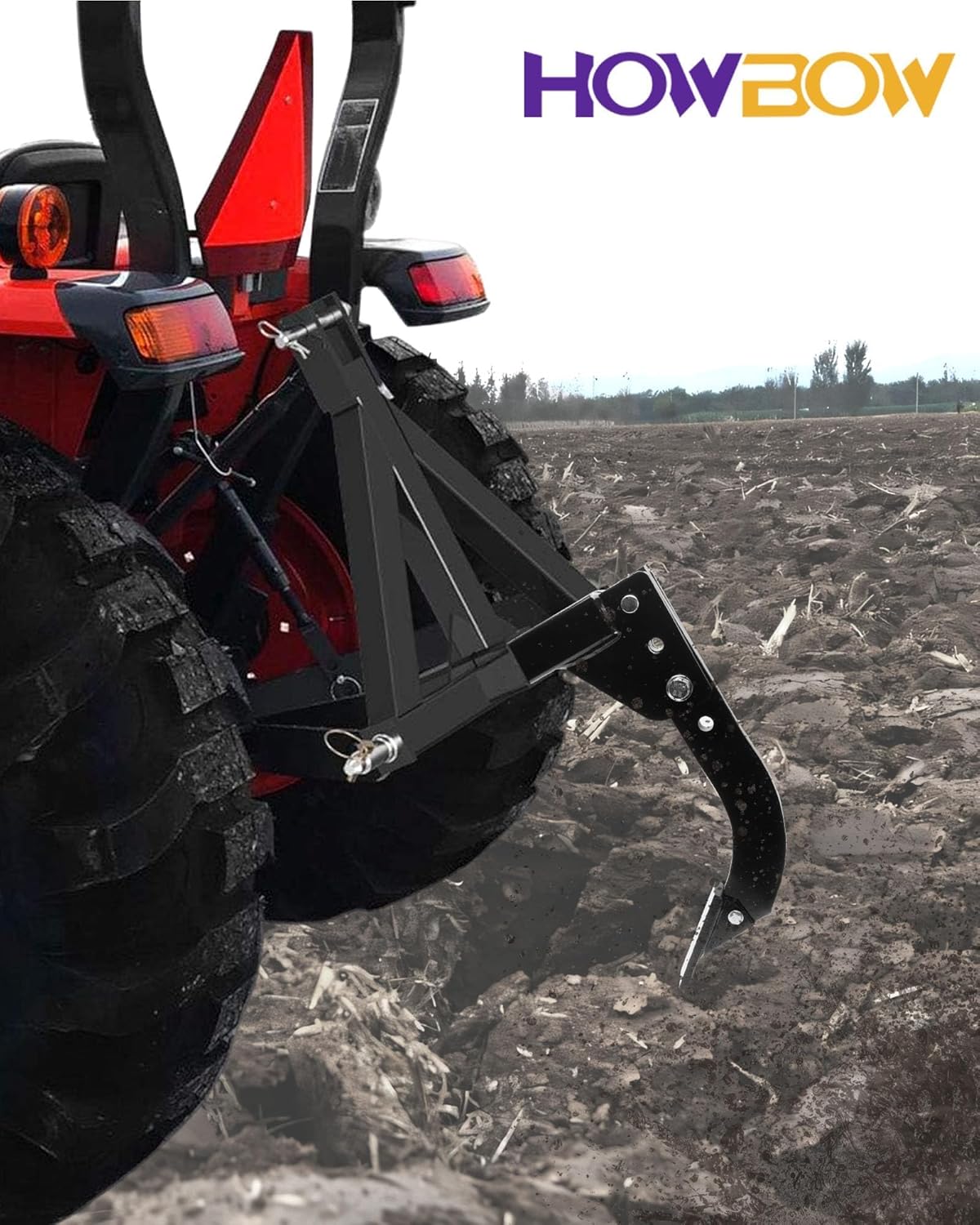 Hitch Mounted Trencher Fits 3 Point Hitch, Heavy Duty Subsoiler, Hitch Lawn Ripper for ATV/UTV Tractor, Updated Adjustable 16" Trenching Shank Plow, Thicken Trench Digger with 2pcs Replaceable Teeth