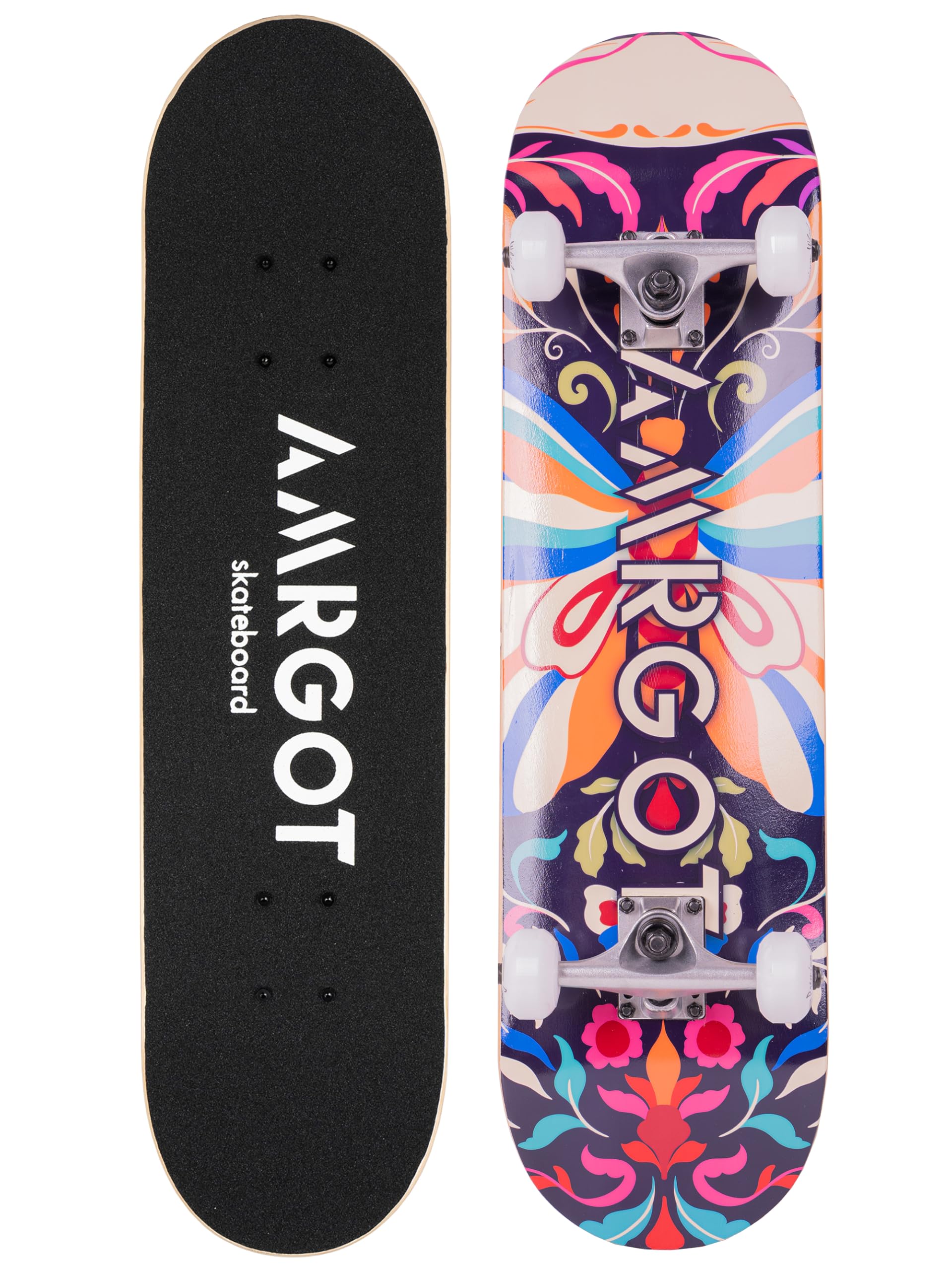 Skateboards for Beginners,31 * 8 inches Complete Skateboards for Kids,Boys,Girls and Adults,7 Layer Maple Wood,Double Kick Deck Concave Standard and Tricks Skateboard