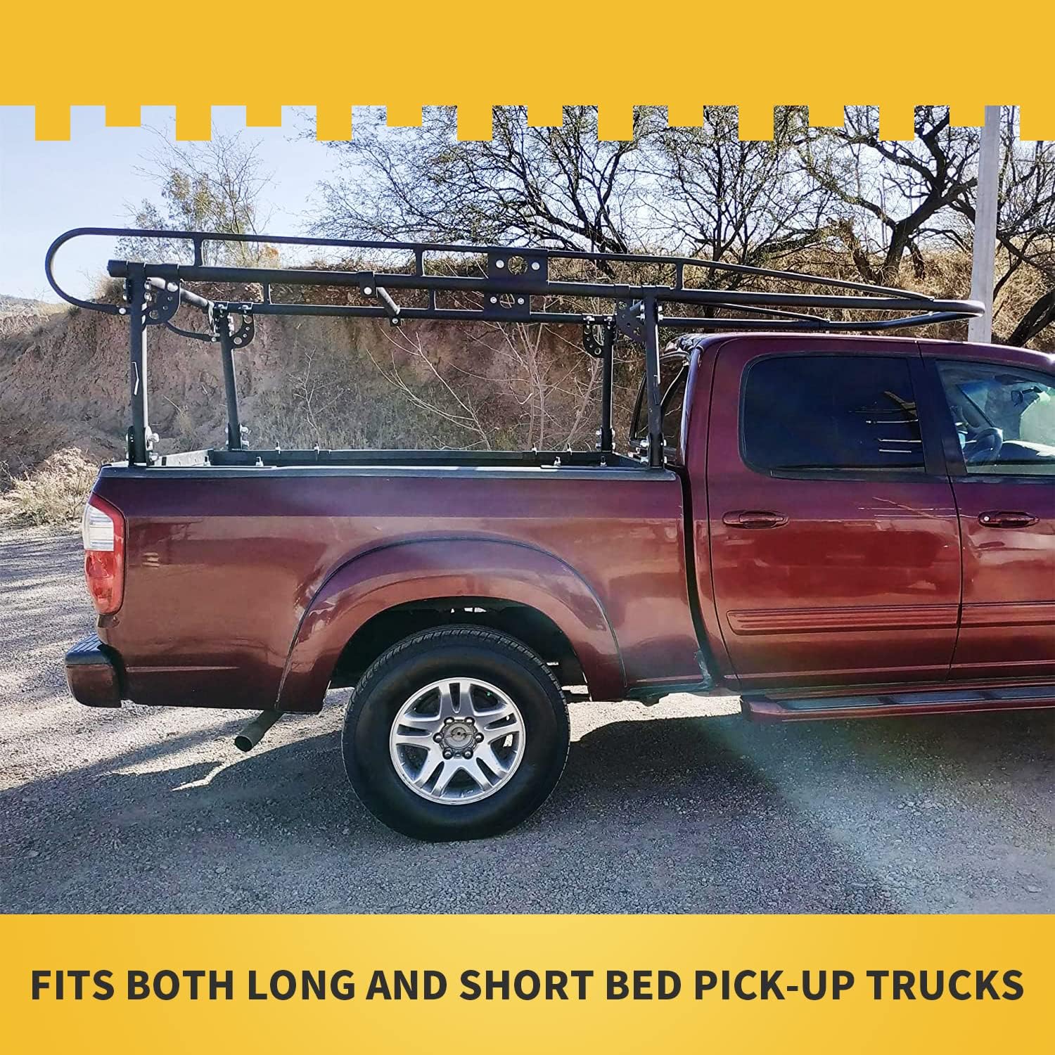 ECOTRIC 1000 LBS Adjustable Truck Bed Rack Contractor Ladder Pickup Lumber Utility Kayak Full Size Rack (Notice:You Will Receive Two Packages for This Item)
