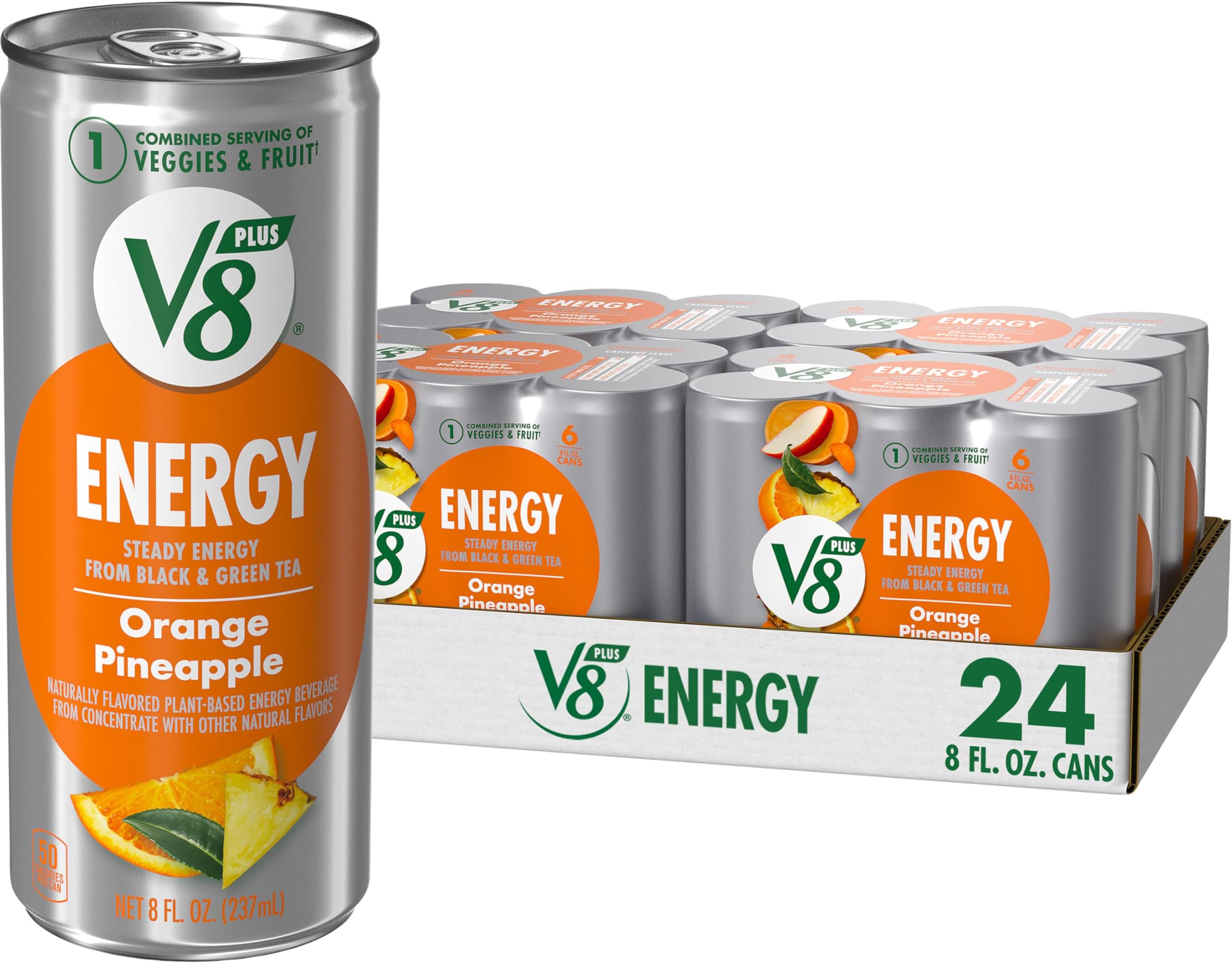 Amazon.com : V8 +Energy Orange Pineapple Juice Energy Drink, 8 fl oz ...