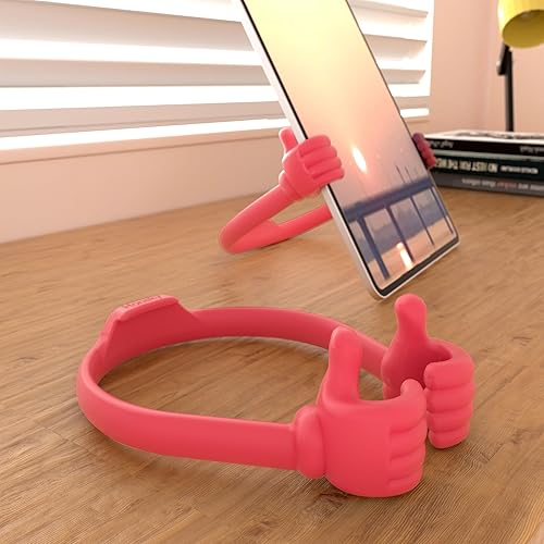 Miniatura 2 de Honsky - Soporte funcional, divertido, pulgares arriba, para teléfono, tableta (TPU flexible, varios colores)., Rojo claro