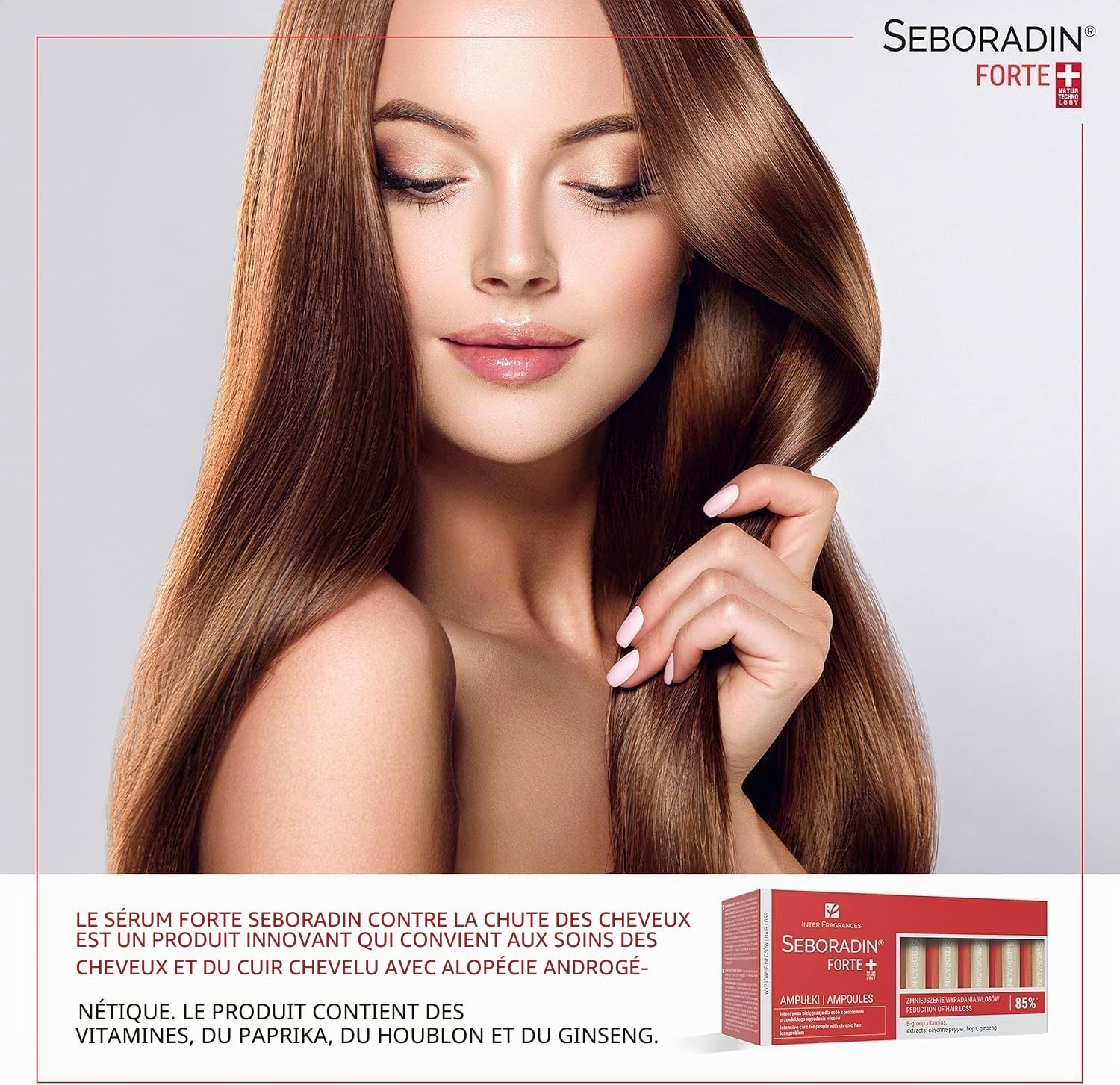 Seboradin Ampoules Forte, Sérum Capillaire, Traitement Contre la Chute et l'amincissement des Cheveux, Fortifie et Nourrit, Avec Extraxtes Naturels et Vitamines, Médicale Suisse (14 x 5,5 ml)