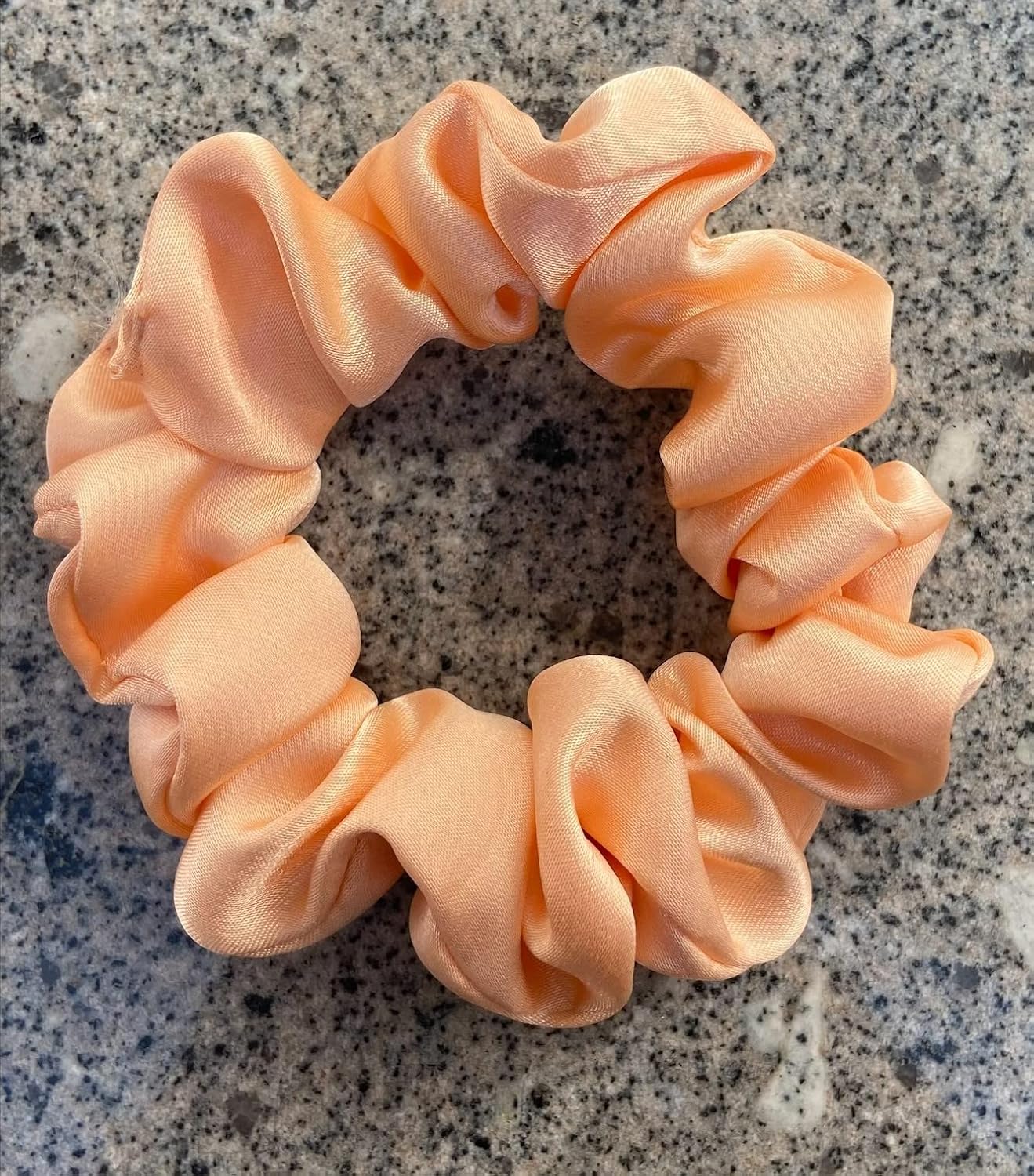 Soft Silk Satin Scrunchies Hair Ties Anti Hair Breakage Organza Floral Multi Color Hair Scrunchy Tie Bun Best Gift Hair Accessories Fashion For Women Girl (Regular, Peach)