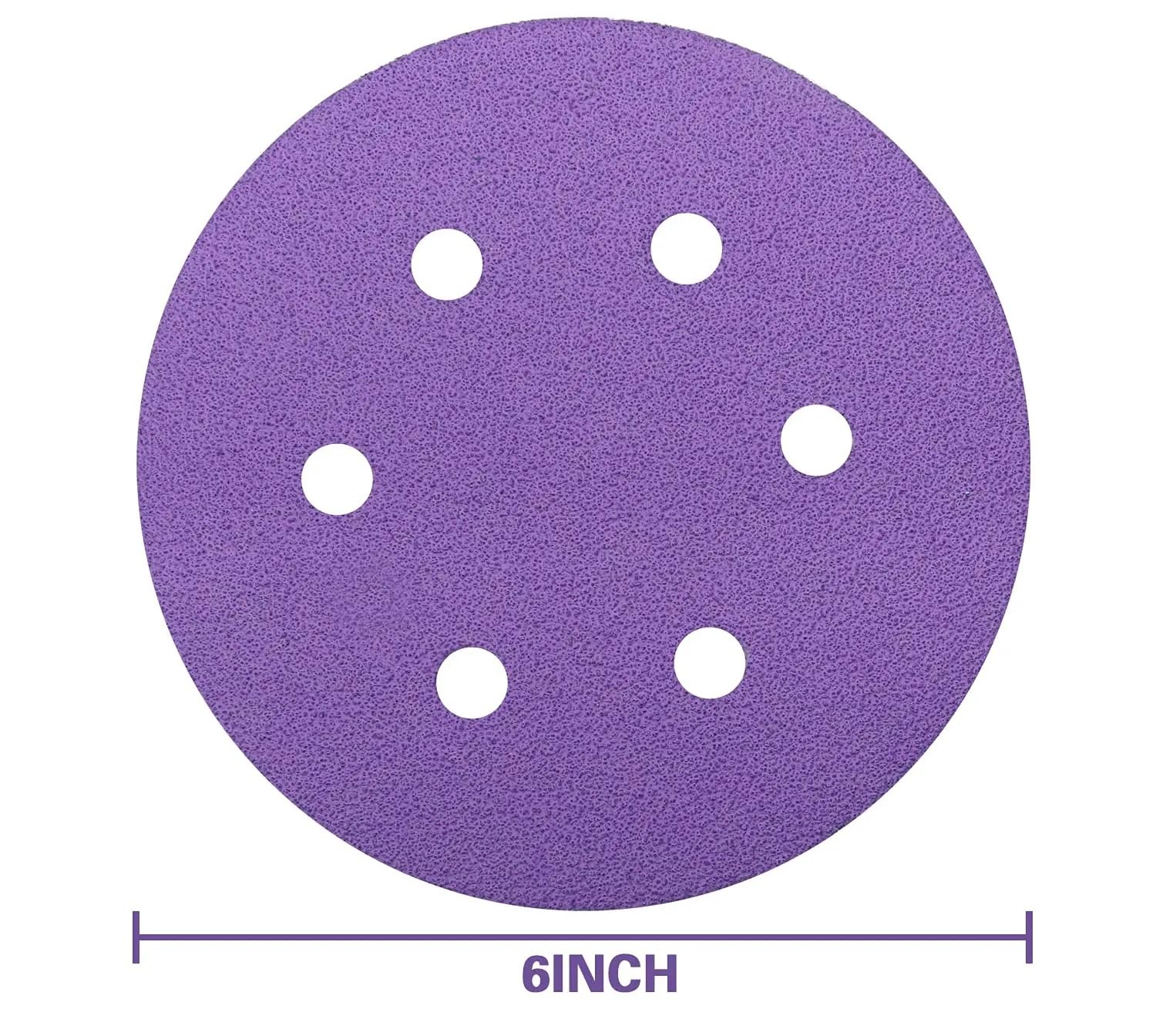 6 Inch 6 Hole Wet and Dry Sandpaper Kit 30 Pcs 60-800 Grit Aluminium Oxide Accessories for Car Woodworking Finish
