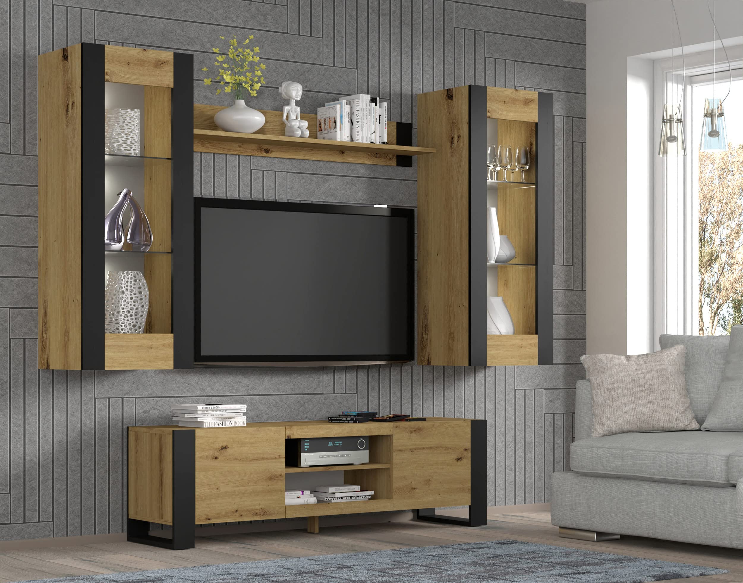 BIM Furniture MONDI - Armadio da parete, 125 cm, in rovere Artisan