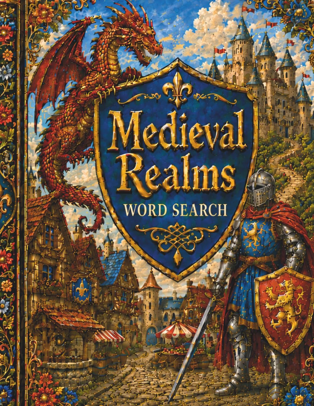 Medieval Realms Word Search: Word Search Puzzle Book for Adults and Teens Featuring Medieval History, Fantasy, Realms, Dragons, Magic, Castles, and Mythical Beings with Bonus Coloring Pages