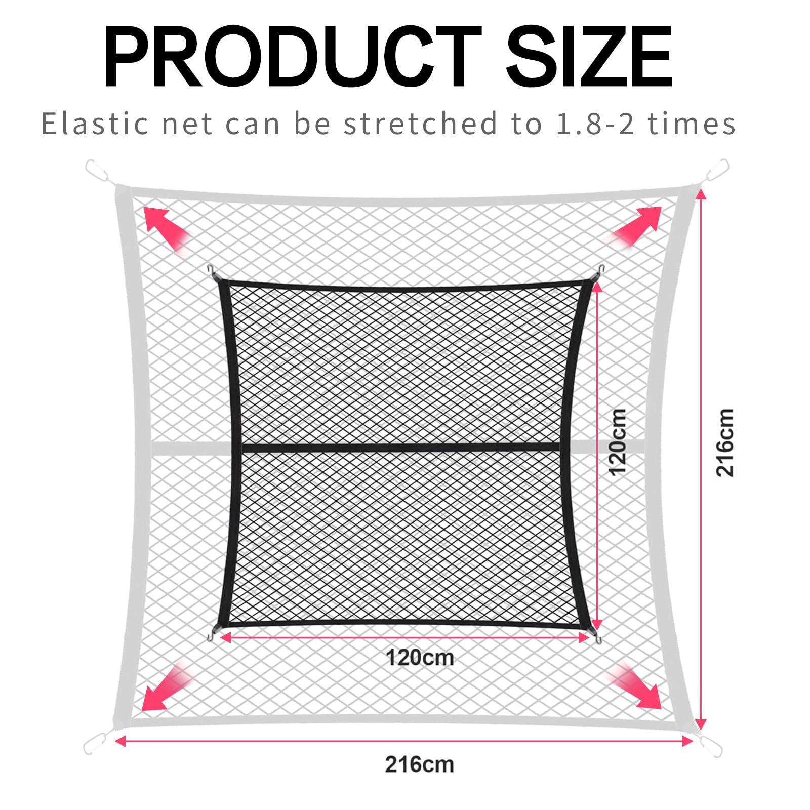 Filet Rangement Camion Filet à Bagages élastique 120x120cm - Sécurise Vos Affaires Dans SUV Et Fourgonnettes Filet Lit Camping Car