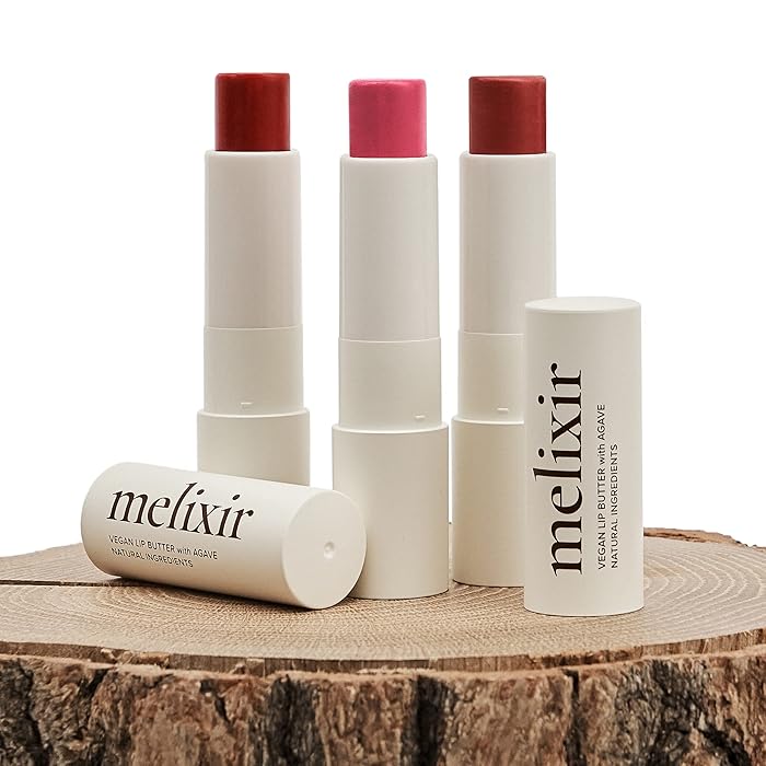 Buy Melixir Vegan Lip Butter Trio (Red Velvet, Dewy Rose, Lust Red), Bee Free, Petrolatum Free