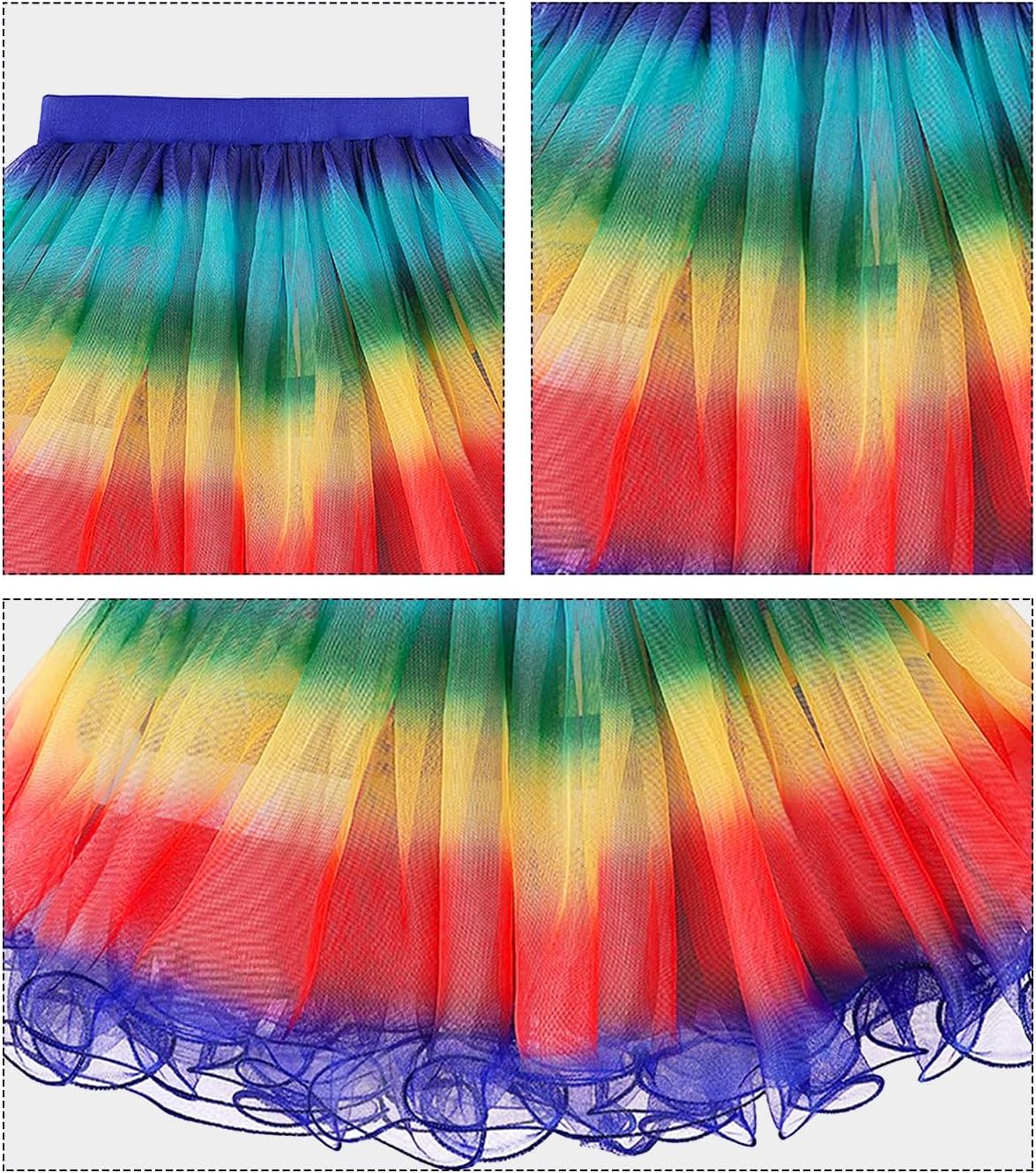 Cartoon Cat Print Outfit Set, Striped Top with Rainbow Tulle Skirt,Cardigan,Headband & Bag for Various Occasions