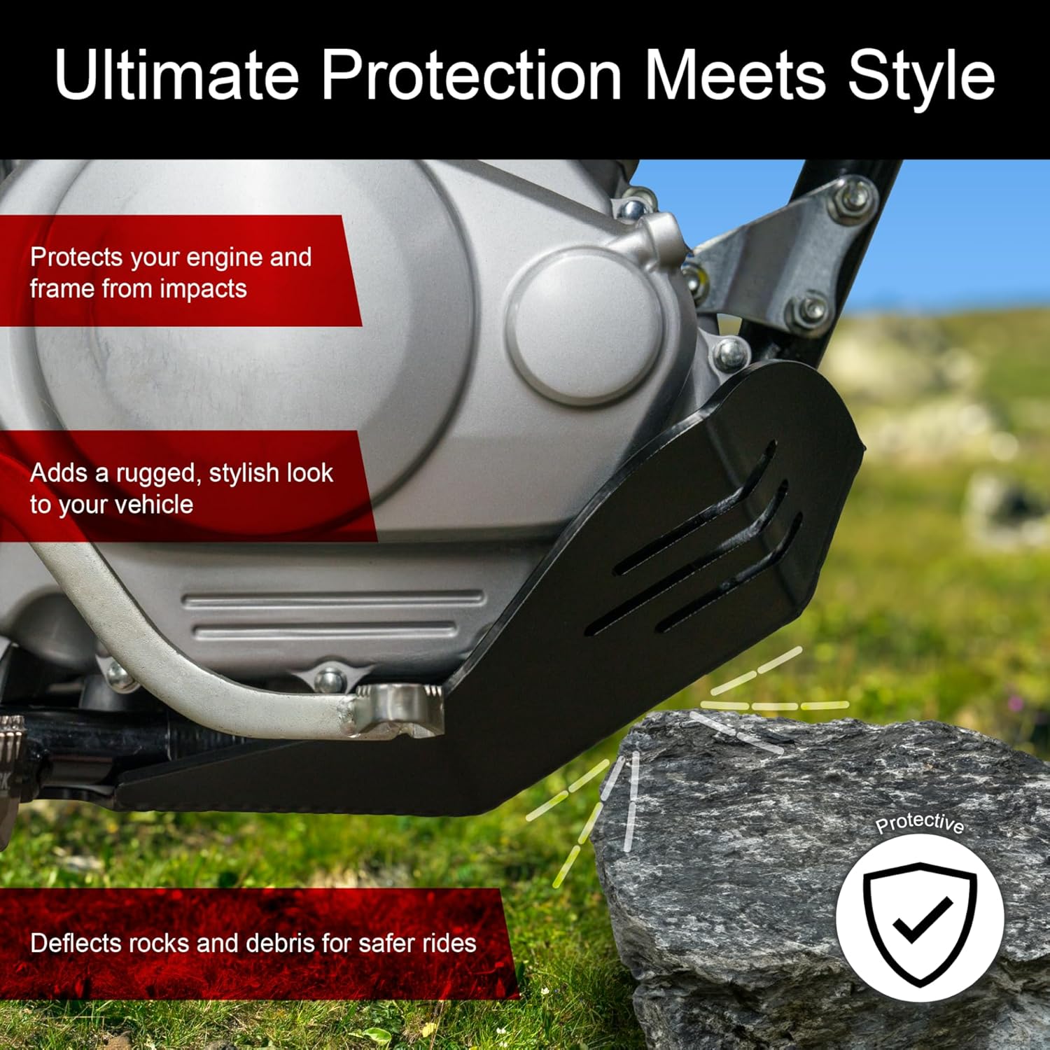 Tusk Aluminum Heavy-Duty Skid Plate for Engine Protection Bash Plate Glide Plate Silver Compatible with Honda XR150L 2023-2025