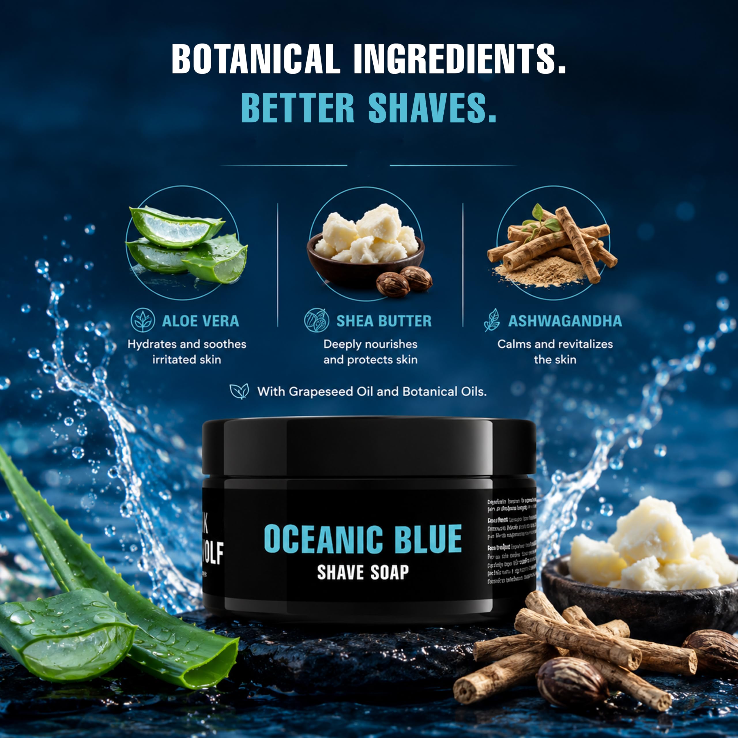 Pink Woolf Oceanic Blue Shaving Soap for Men | Wet Shave Soap with Rich Creamy Lather & Smooth Razor Glide | Safety Razor & Shaving Brush Soap | Fresh Aquatic Fragrance | 50g 2
