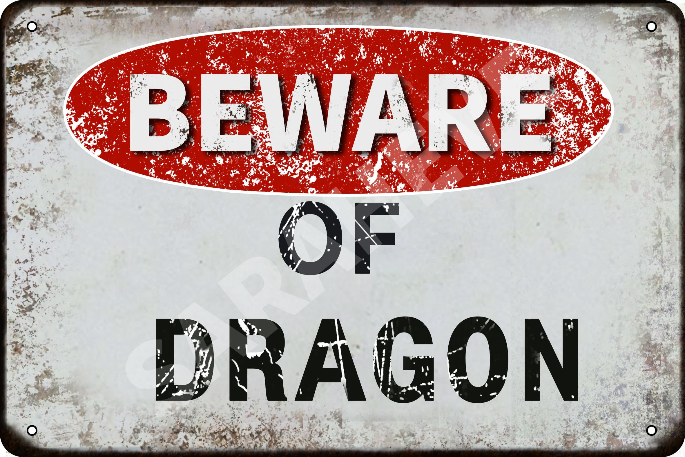 Saraheve Beware of Dragon Vintage Metal Tin Sign Retro Funny Tin Sign for Wall Decorโ8" x 12"โ Dragon