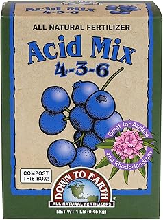 Down To Earth All Natural Fertilizers Organic Acid Mix - Plant Food for Blueberries, Raspberries, Azaleas and Rhododendrons 4-3-6, 1 lb