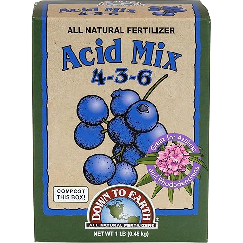 Down To Earth All Natural Fertilizers Organic Acid Mix - Plant Food for Blueberries, Raspberries, Azaleas and Rhododendrons 4-3-6, 1 lb