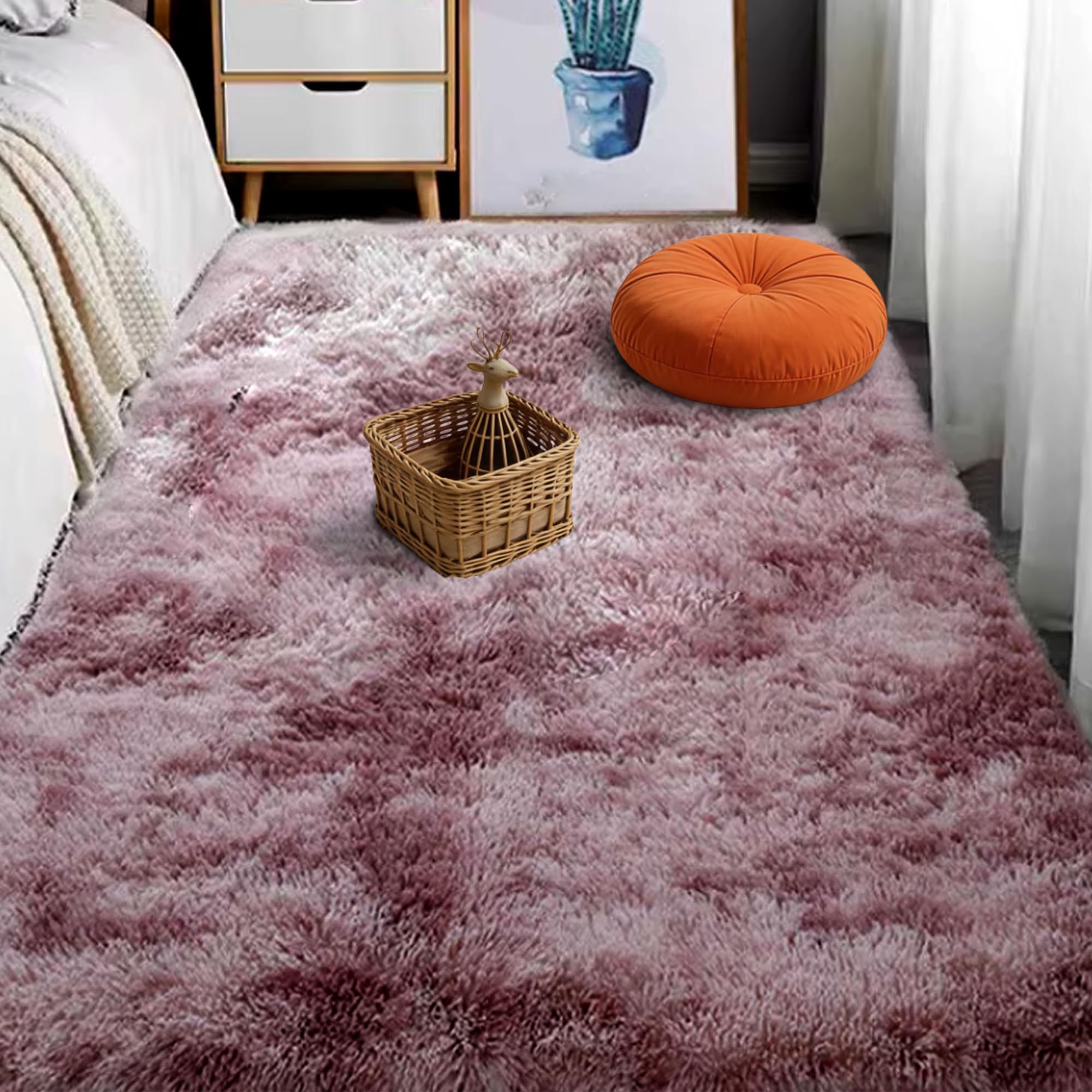 Décoration pour chambre à coucher et salon avec grand tapis rose 170x380