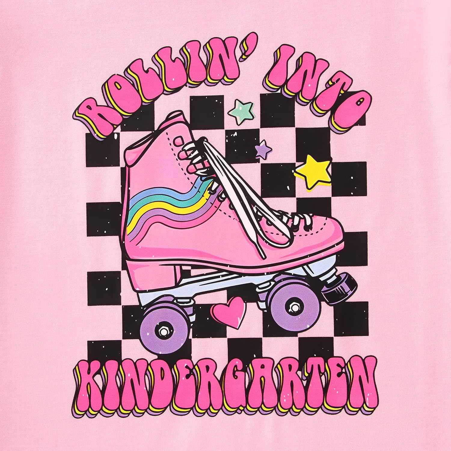 GLIGLITTR Rollin into Kindergarten Shirt for Baby Girl Roller Skate Tshirt Kids Back to School Outfit First Day of School Tee