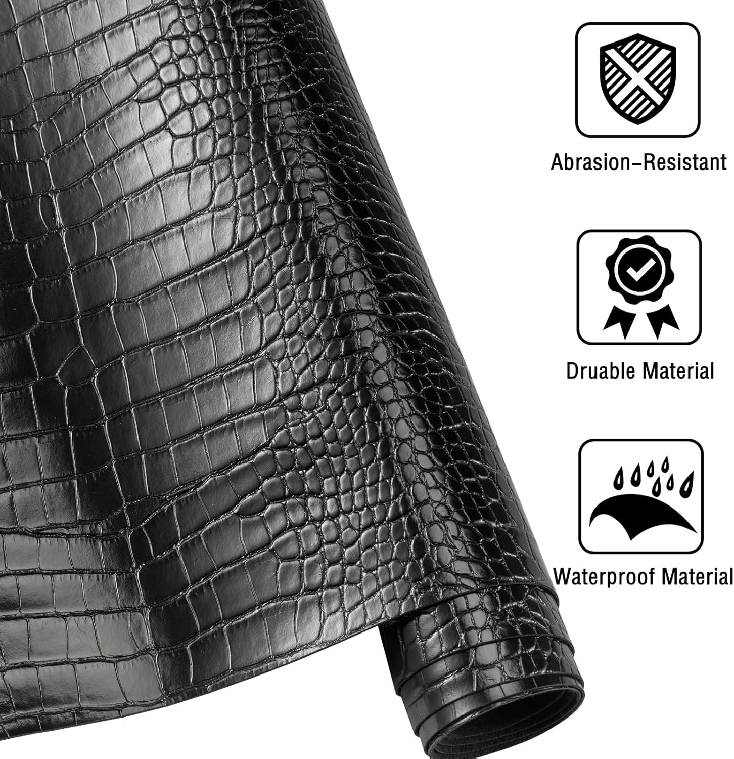 Faux Alligator Fabric by The Yard 55" W Crocodile Texture Vinyl Fake Leather Fabric Roll Embossed Synthetic Upholstery Fabric Waterproof for DIY Craft Wallets Earrings Handbag Decor(5 Yards)