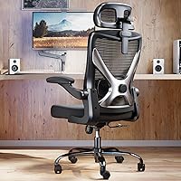 Vista 12 de Silla de oficina ergonómica, silla de escritorio de malla con soporte lumbar ajustable, sillas de juegos de computadora con respaldo alto, sillas