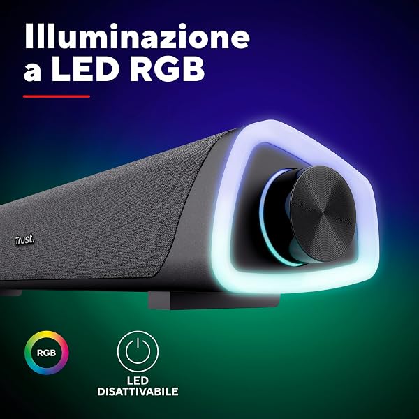 Trust Liro Soundbar PC 12 W, Stereo Speaker with RGB LED Lighting, Sound Bar Jack AUX 3.5 mm, PC Speakers with USB Powered, Speakers for PC Laptop Desktop Tablet Smartphone TV, Black - 5