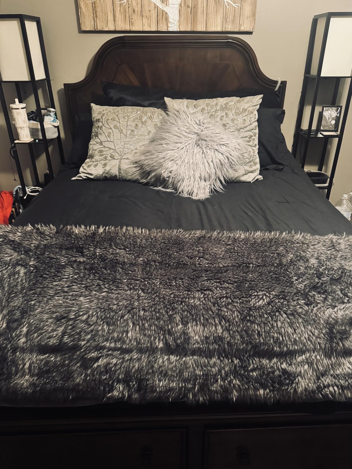 CozyLux Queen Comforter Set, 3-Piece, Dark Grey photo review