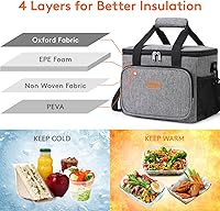 Vista 2 de Lifewit - Bolsa de almuerzo grande aislada, lonchera suave con enfriamiento para adultos, hombres, mujeres.