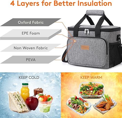 Miniatura 2 de Lifewit - Bolsa de almuerzo grande aislada, lonchera suave con enfriamiento para adultos, hombres, mujeres.