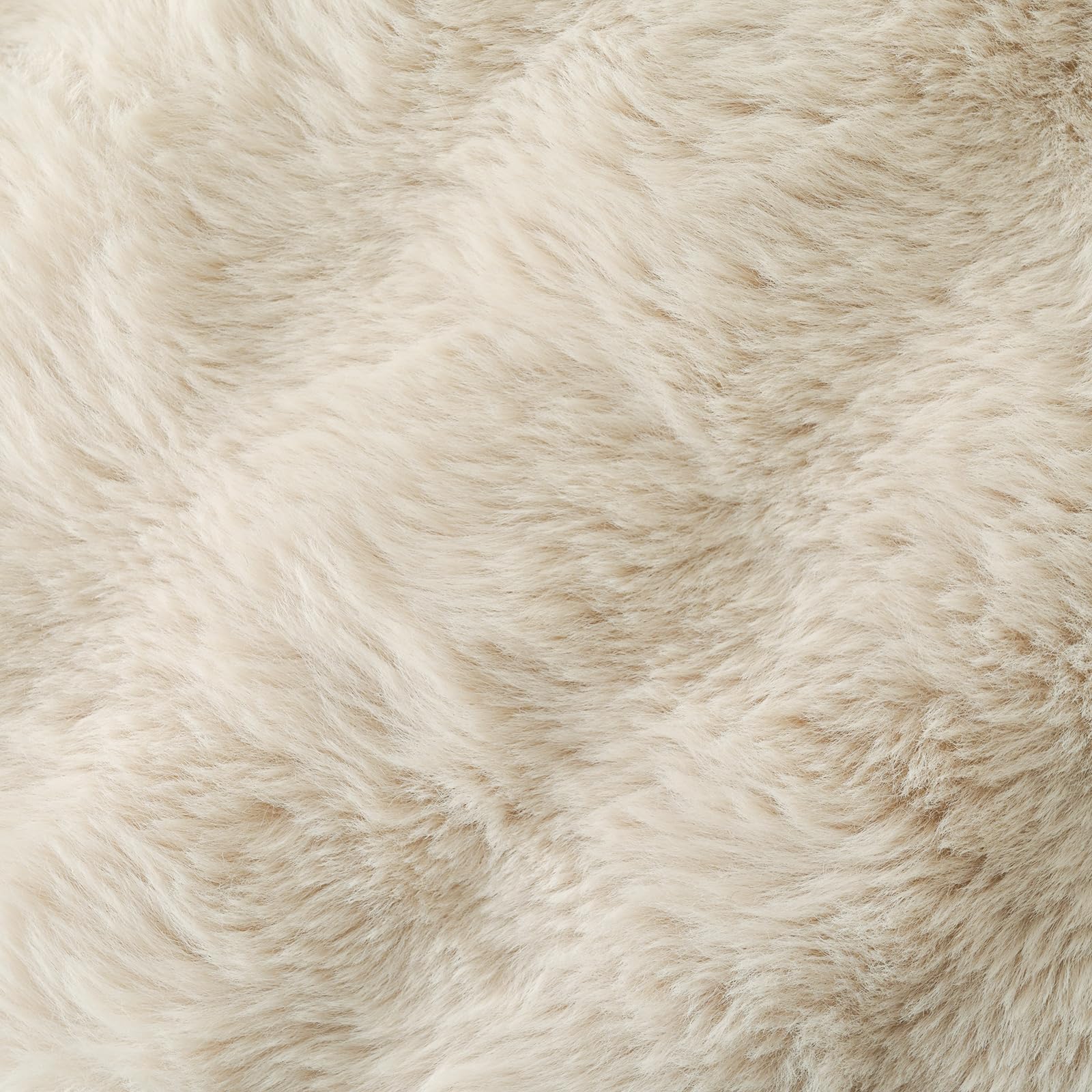 FUTEI Juego De 2 Fundas De Almohada Decorativas Beige De 16 X 16 Pulgadas, Funda De Cojín Cuadrada Suave De Piel Sintética De Conejo A Rayas Gruesas, Decoración Del Hogar De