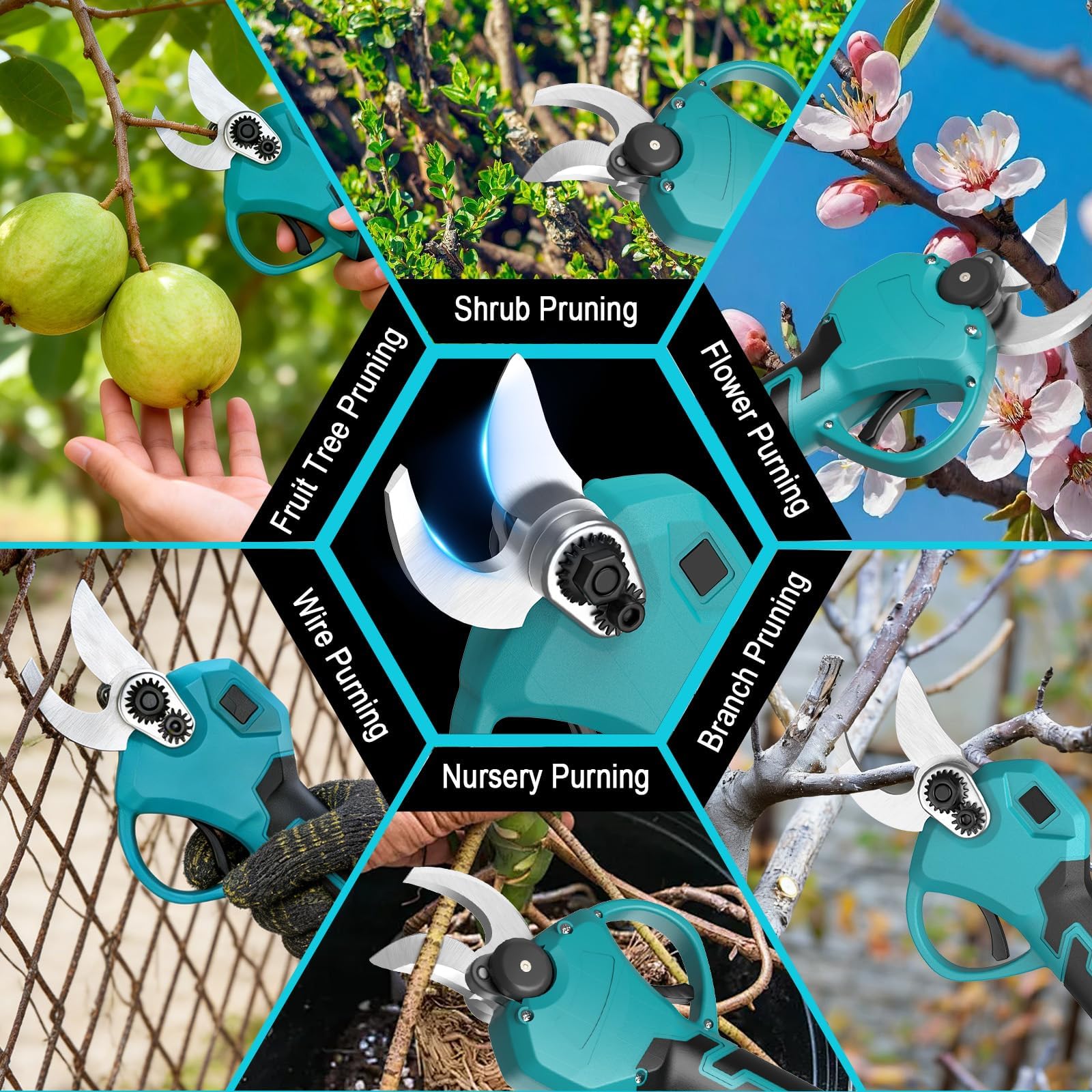 21V 2Ah Akku Gartenschere,2000mAh Gartenschere Akku Elektrische Astschere,SK5 Klinge 30mm Schnittkraft mit 2 Akku & LED-Schnittzählerm für effizientes Beschneiden