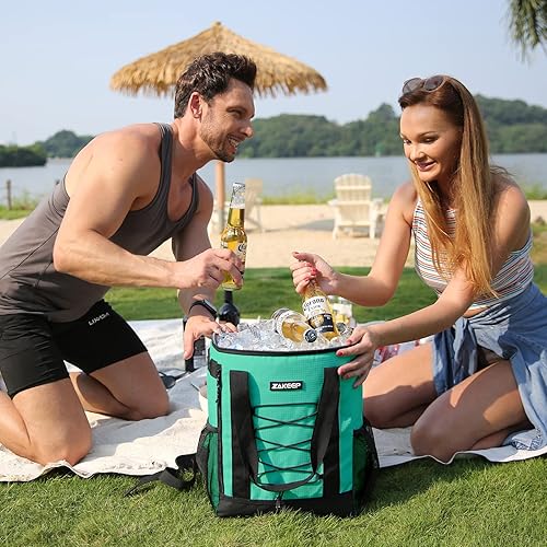 Miniatura 6 de Mochila enfriadora, 36 latas, multifuncional, a prueba de fugas, con asa superior acolchada, bolsillo de malla para acampar y barbacoa