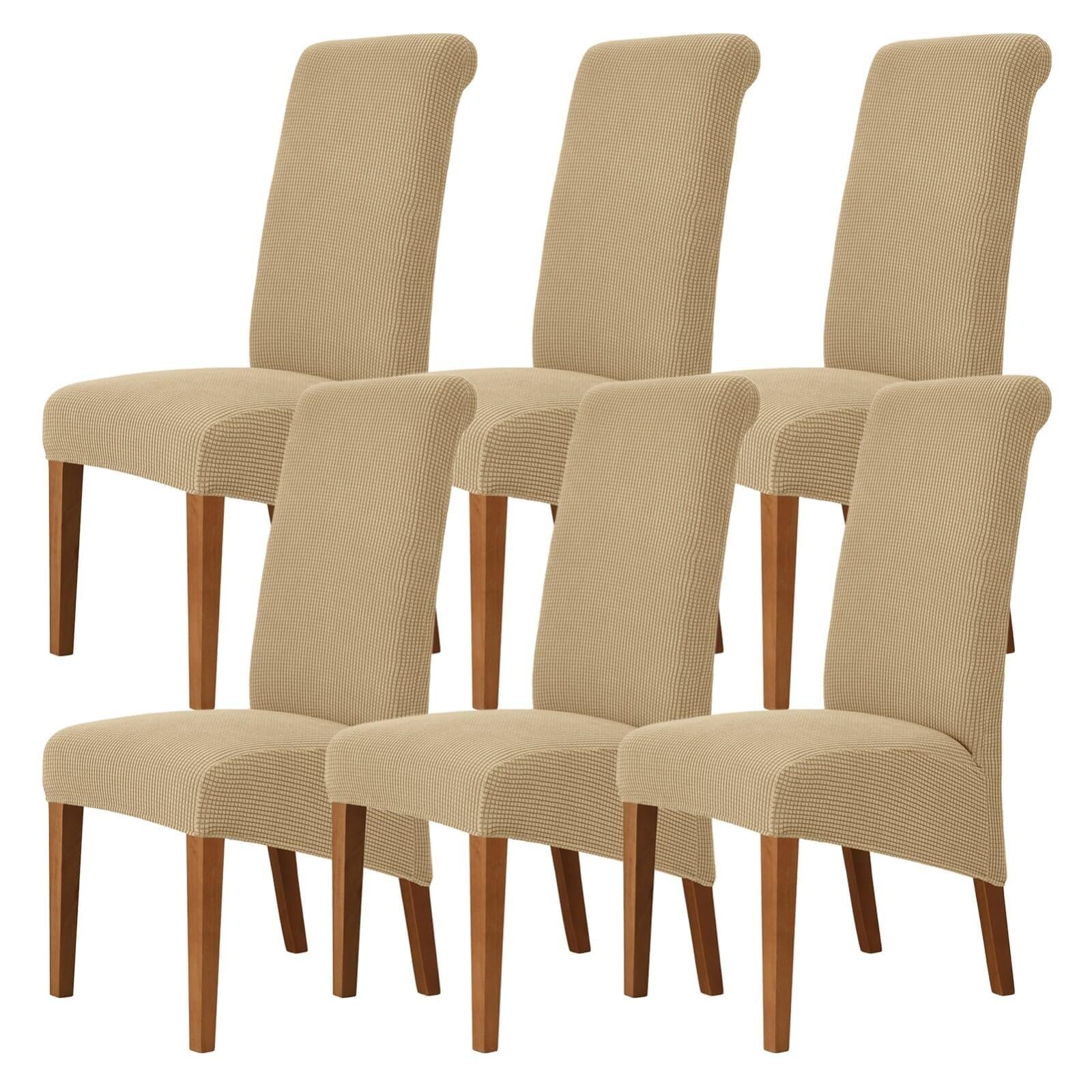 NMVAWIPT Stretch High-Back Dining Chair Covers, Removable Washable Protectors With Elastic Bottom, For Home, Restaurant, Banquet(14#,6Pcs)