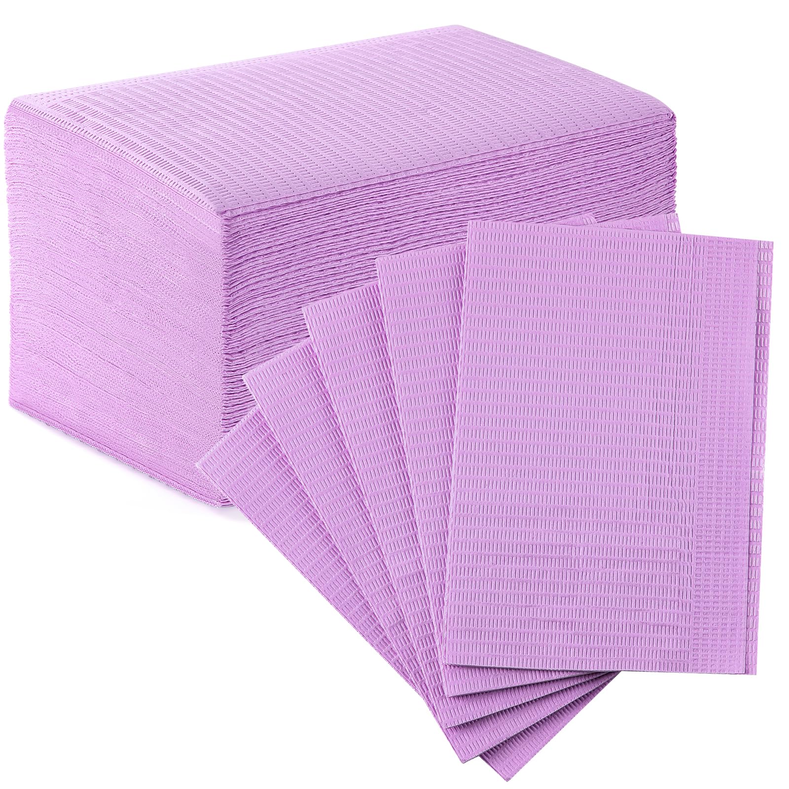 JMU Dental Bibs, Purple, 50 Pieces, Disposable,13" x 18" 2-Ply Paper 1-Ply Film Dentist Bib, Medical Tray Covers