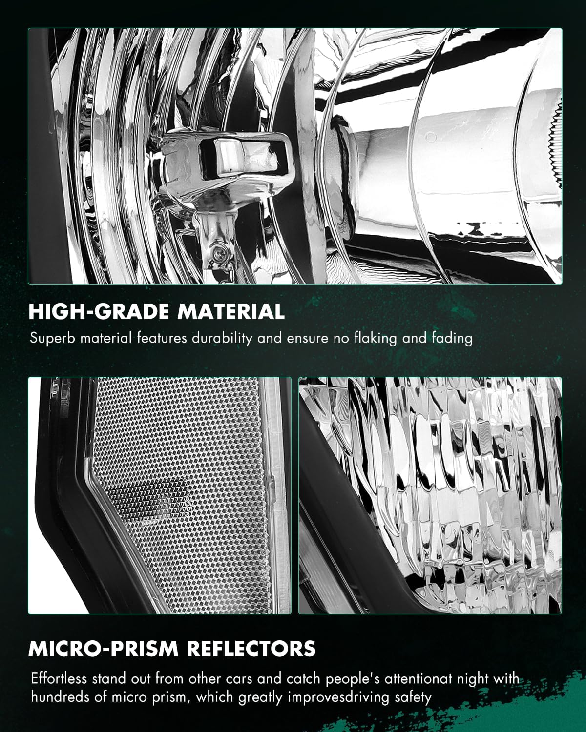 SCITOO Headlights For Ford For Expedition 2007-2014 Headlamps Chrome Housing Amber Reflector Clear Lens Driver and Passenger Side