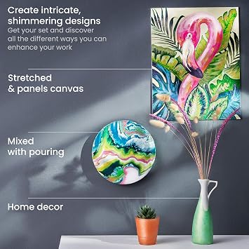 ARTEZA Metallic Acrylic Paint, 8 Floral Colors, 4.06 oz Tubes For Painting