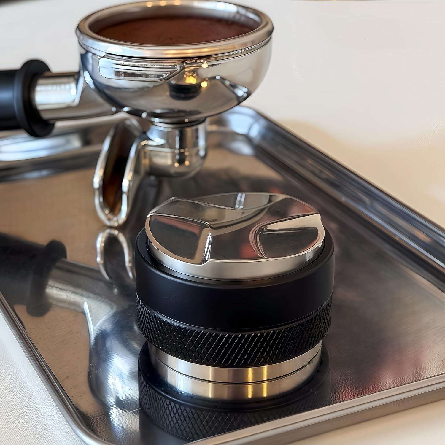 Espresso Accessory - 51mm Espresso Tamper and Distributor, Coffee Grounds Leveler, Adjustable Depth Compatible - Professional Espresso Manual Tamper. (58mm)