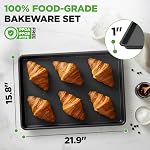 NutriChef Nonstick Cookie Sheet Baking Pan-2PC Large Metal Oven Baking Tray Mega Pan Kitchen Cooking Non-Stick Bake Trays-Stylish Metallic Black Coating PFOA PFOS PTFE