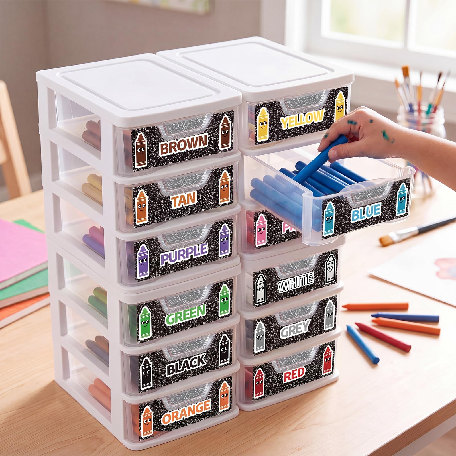 Wenqik 12 Stück/4 Stück Kunststoff-Kreiden-Organizer für Klassenzimmer, Schulanfang, transparente Aufbewahrungsboxen für Marker, Stifte, Kunsthandwerk, Buntstifte, Halter, Schublade für Klassenzimmer