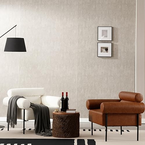 Miniatura 7 de Silla decorativa moderna, sofá individual para sala de estar, sillón moderno tapizado de cuero de mediados de siglo, silla de lectura de gran tamaño