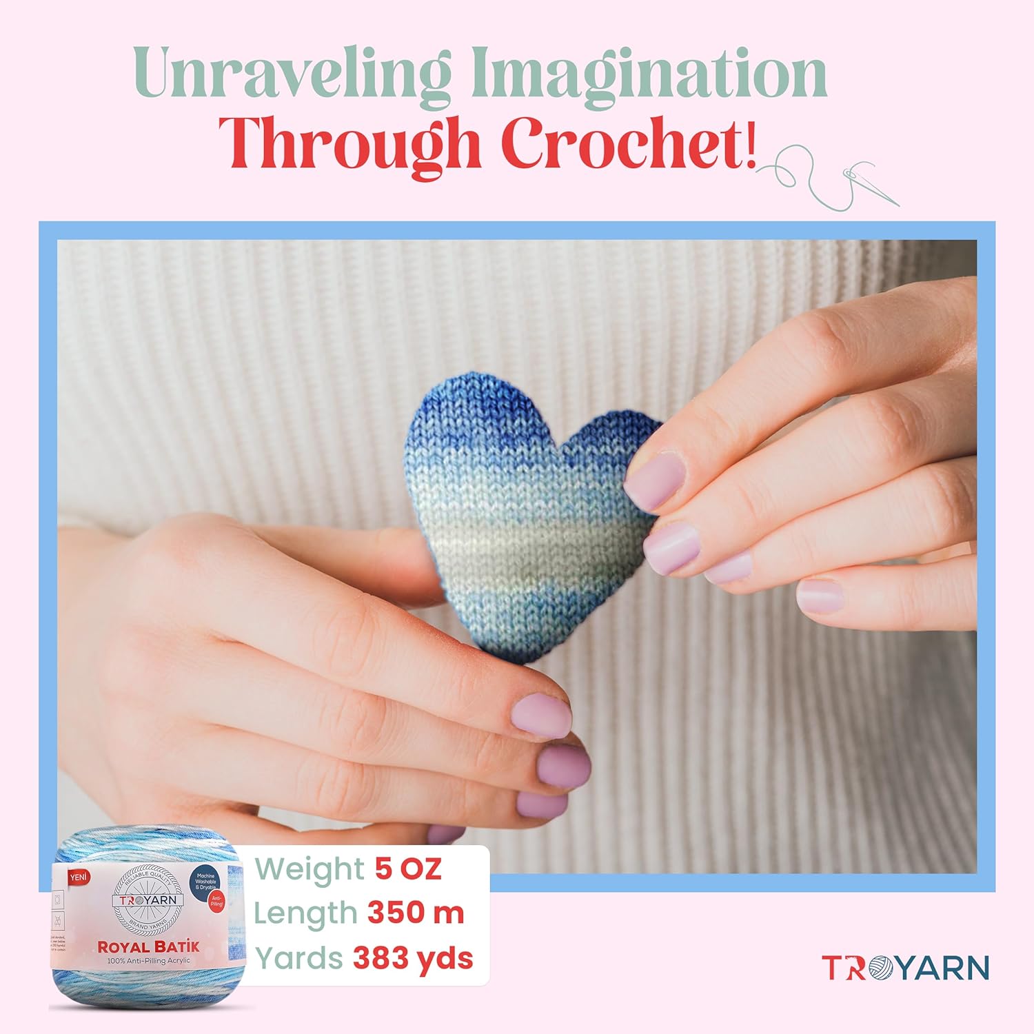 Royal Batik Ombre Yarn for Crocheting - Soft Yarn for Crocheting and Knitting - Rainbow Yarn - 100% Anti-Pilling Acrylic Crochet Yarn 1x140 gr (3- Skeins Pack) (3x383 yds) (10612)