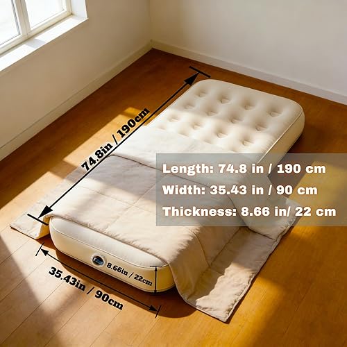 Miniatura 2 de Colchón de aire individual – Cama inflable individual con soporte Fiber-Tech, altura de 8.5 pulgadas, capacidad de 300 libras, colchón inflable