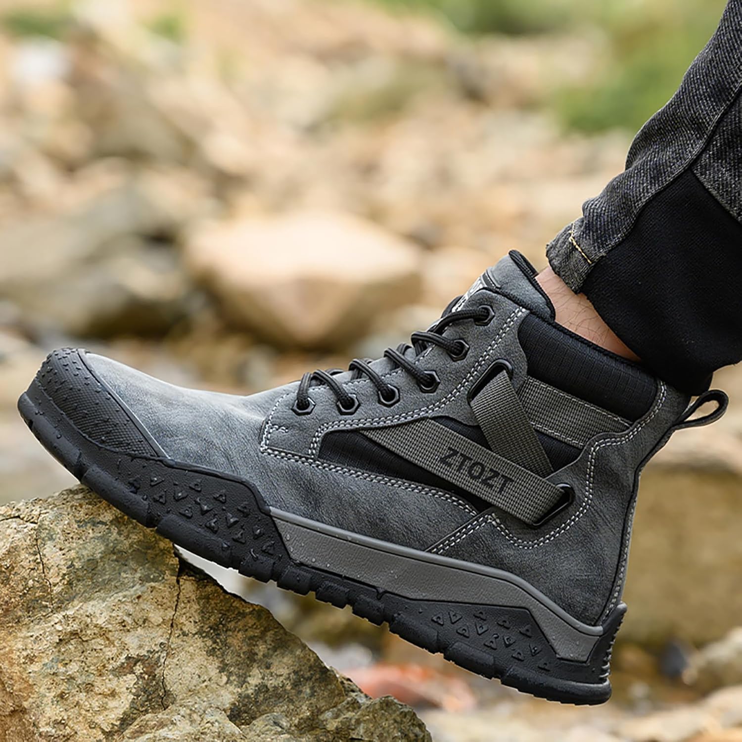 WOWSTICK Lightweight Work Safety Shoes Steel Toe Industry Construction Slip Resistant Sneakers