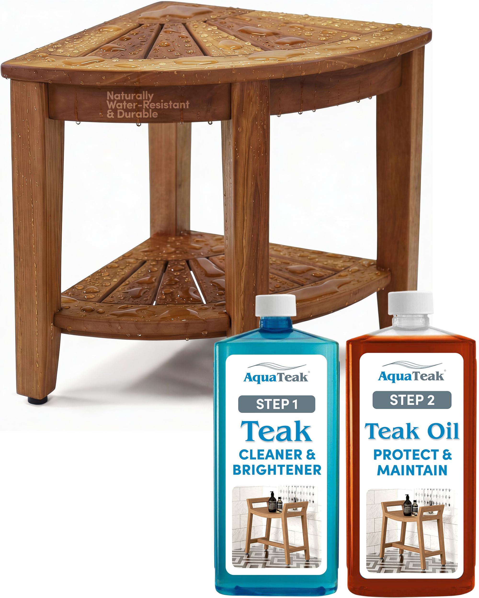 AquaTeak Kai Corner 15.5" Teak Shower Bench