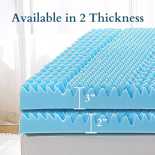 Miniatura 4 de Cubrecolchón de espuma de 7 zonas, cubrecolchón de gel refrescante con funda de algodón de punto, certificado CertiPUR-US y Oeko-TEX, Queen, 2